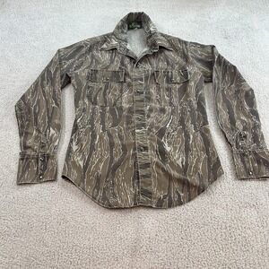 Bass Pro Shop Shirt Mens Medium Camouflage Long Sleeve  Snap Button